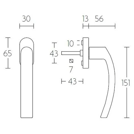 Formani LB14-DK-O draaikiepgarnituur niet afsluitbaar mat roestvast staal rechtsdraaiend