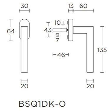 Formani BSQ1-DK-O draaikiepgarnituur niet afsluitbaar mat roestvast staal rechts/ links draaiend
