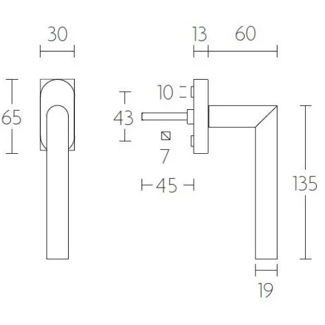 Formani LB2-DK-Q draaikiepgarnituur niet afsluitbaar PVD gunmetal rechts/links draaiend