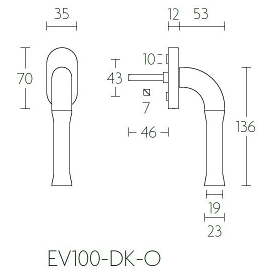 Formani EV100-DK-O dradraaikiepgarnituur niet afsluitbaar mat zwart rechts/links draaiend