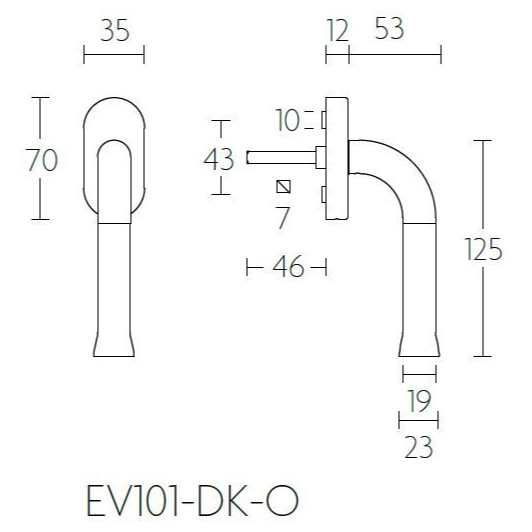 Formani EV101-DK-O draaikiepgarnituur niet afsluitbaar mat zwart rechts/links draaiend