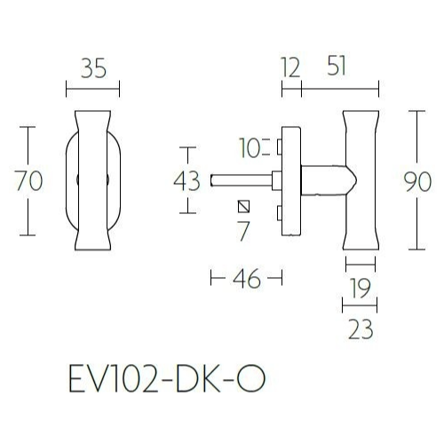 Formani EV102-DK-O draaikiepgarnituur niet afsluitbaar mat zwart rechts/links draaiend