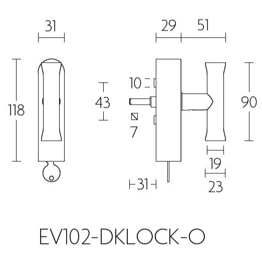 Formani EV102-DKLOCK-O draaikiepgarnituur afsluitbaar mat zwart rechts/links draaiend