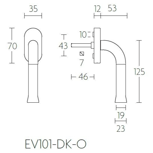 Formani EV101-DK-O draaikiepgarnituur niet afsluitbaar gepolijst roestvast staal rechts/ links draaiend