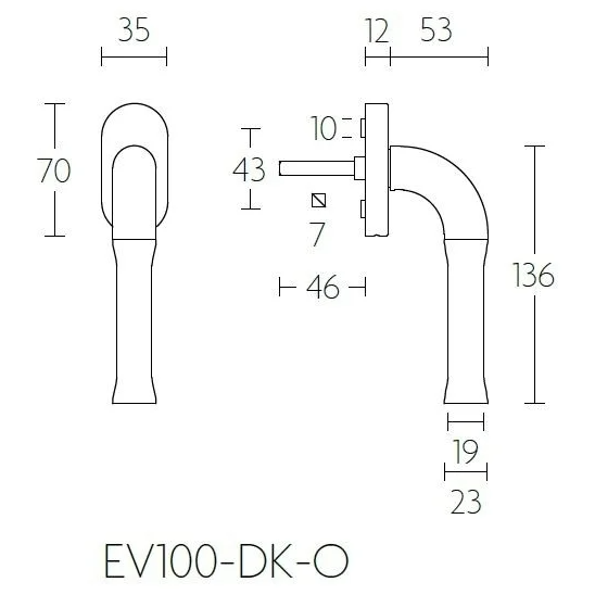 Formani EV100-DK-O draaikiepgarnituur niet afsluitbaar PVD mat goud rechts/ linksdraaiend