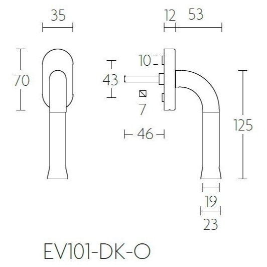 Formani EV101-DK-O draaikiepgarnituur niet afsluitbaar PVD mat goud rechts/ linksdraaiend
