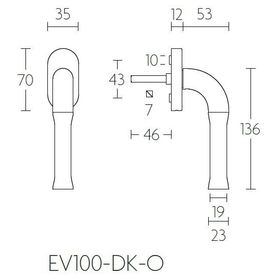 Formani EV100-DK-O draaikiepgarnituur niet afsluitbaar PVD mat goud/ mat zwart rechts/ linksdraaiend