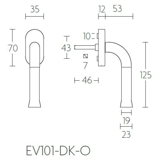 Formani EV101-DK-O draaikiepgarnituur niet afsluitbaar PVD mat goud/ mat zwart rechts/ linksdraaiend