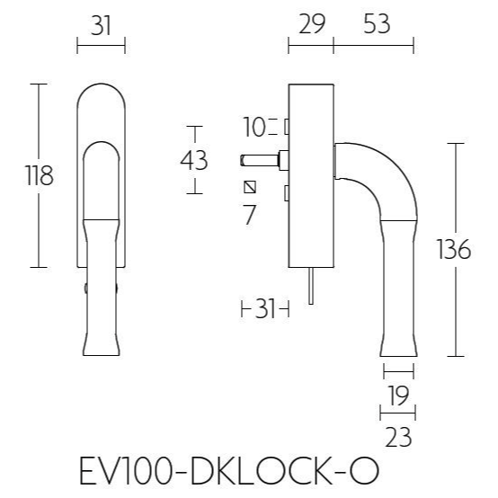 Formani EV100-DKLOCK-O draaikiepgarnituur afsluitbaar PVD mat goud/ wit rechts/ linksdraaiend