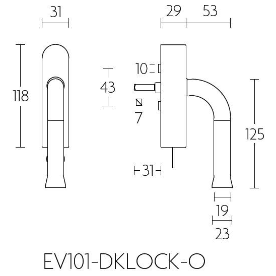 Formani EV101-DKLOCK-O draaikiepgarnituur afsluitbaar PVD mat goud/ wit rechts/ linksdraaiend