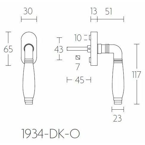 Formani 1934-DK-O draaikiepgarnituur niet afsluitbaar mat nikkel/ ebbenhout rechtsdraaiend