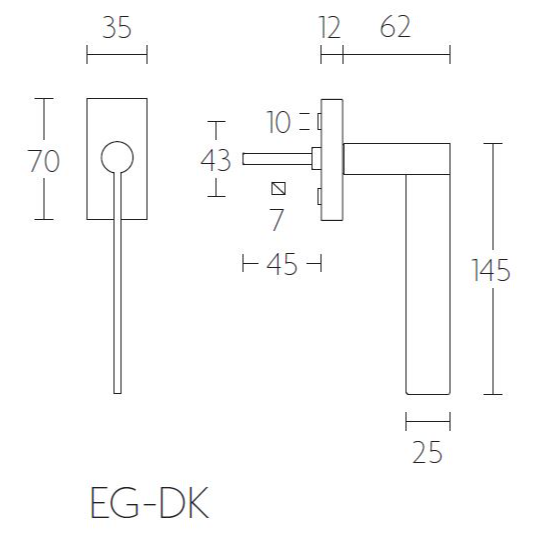 Formani EG-DK draaikiepgarnituur niet afsluitbaar mat roestvast staal rechtsdraaiend