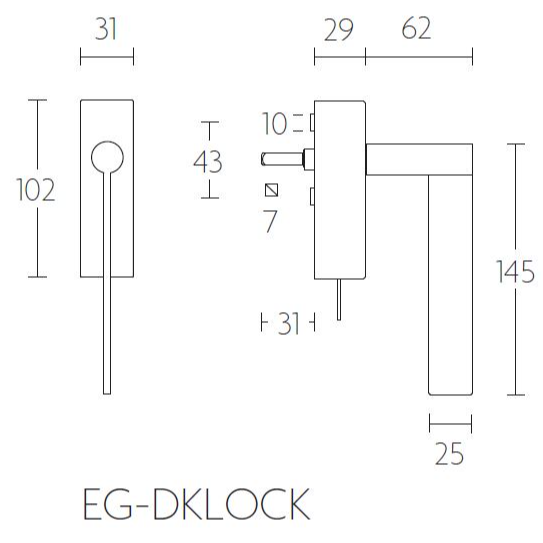 Formani EG-DKLOCK draaikiepgarnituur afsluitbaar mat roestvast staal rechtsdraaiend