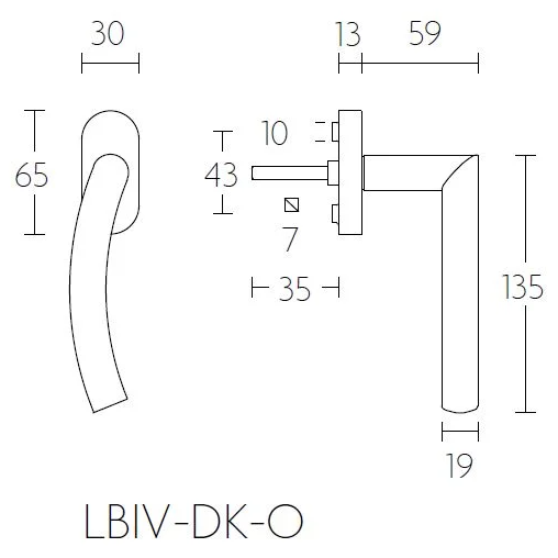 Formani LB4-DK-O draaikiepgarnituur niet afsluitbaar mat roestvast staal rechtsdraaiend