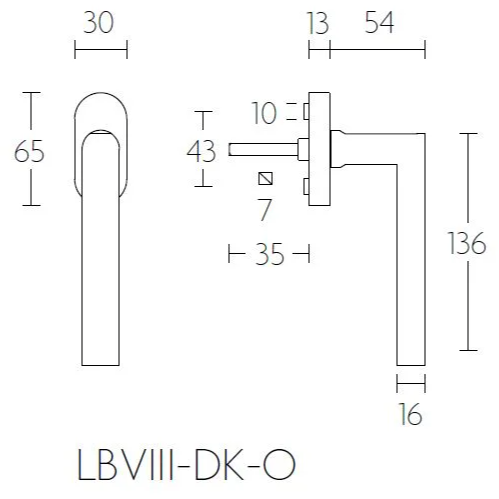 Formani LB8-DK-O draaikiepgarnituur niet afsluitbaar mat roestvast staal linksdraaiend