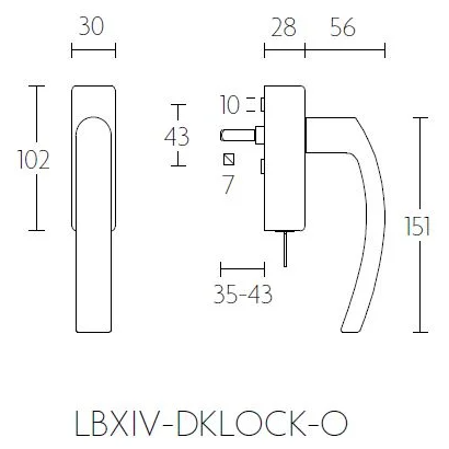 Formani LB14-DKLOCK-O draaikiepgarnituur afsluitbaar mat roestvast staal rechtsdraaiend
