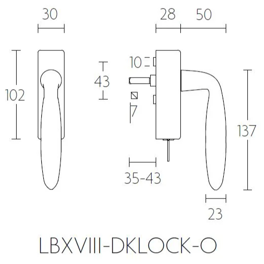 Formani LB18H-DKLOCK-O draaikiepgarnituur afsluitbaar mat roestvast staal rechtsdraaiend