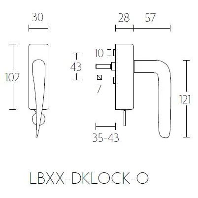 Formani LB20-DKLOCK-O draaikiepgarnituur afsluitbaar mat zwart rechts/links draaiend