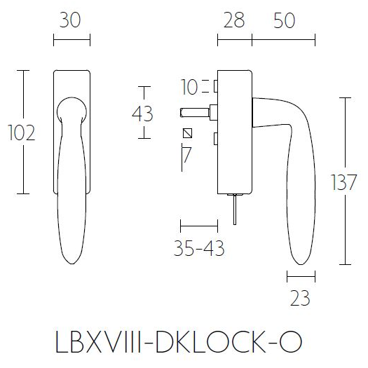 Formani LB18H-DKLOCK-O draaikiepgarnituur afsluitbaar mat zwart rechtsdraaiend