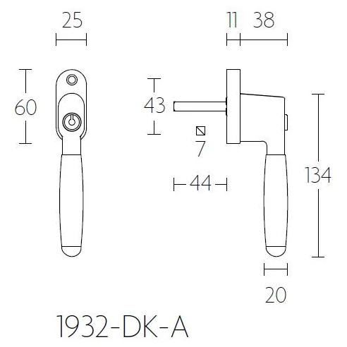 Formani 1932-DK-A draaikiepgarnituur afsluitbaar mat nikkel/ebbenhout rechts/links draaiend