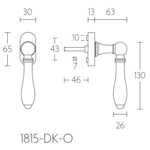 Formani 1815-DK-O draaikiepgarnituur niet afsluitbaar mat nikkel/ebbenhout rechtsdraaiend