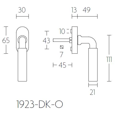Formani 1923-DK-O draaikiepgarnituur niet afsluitbaar mat nikkel/ ebbenhout linksdraaiend