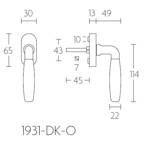 Formani 1931-DK-O draaikiepgarnituur niet afsluitbaar mat nikkel/ ebbenhout rechtsdraaiend