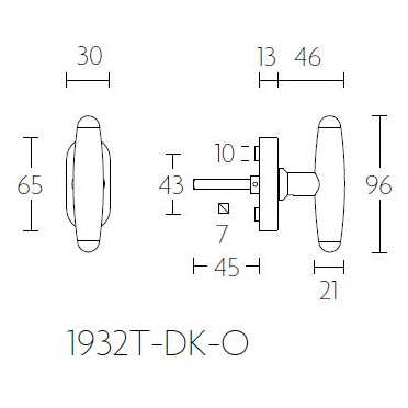 Formani 1932T-DK-O draaikiepgarnituur niet afsluitbaar mat nikkel/ebbenhout rechts/links draaiend