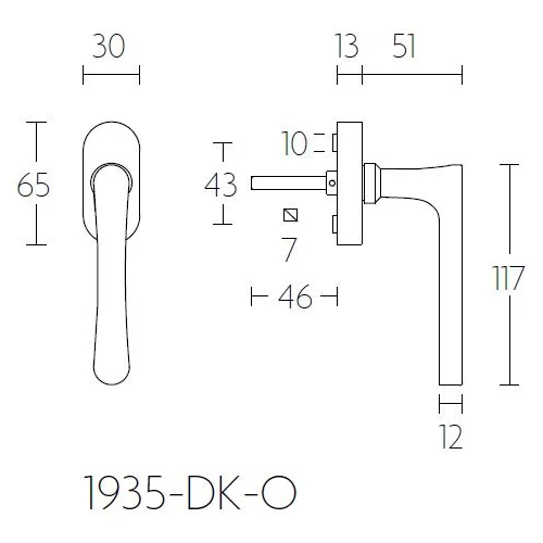 Formani 1935-DK-O draaikiepgarnituur niet afsluitbaar glans nikkel linksdraaiend