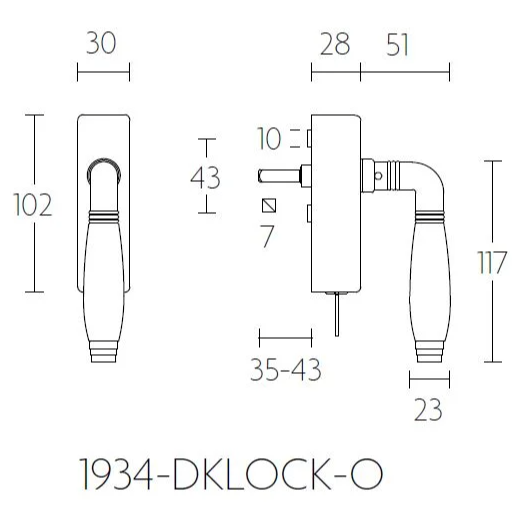Formani 1934-DKLOCK-O draaikiepgarnituur afsluitbaar mat nikkel/ebbenhout linksdraaiend