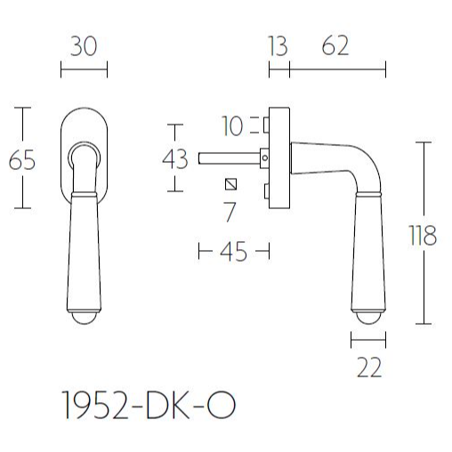 Formani 1952-DK-O draaikiepgarnituur niet afsluitbaar mat nikkel/ebbenhout rechtsdraaiend