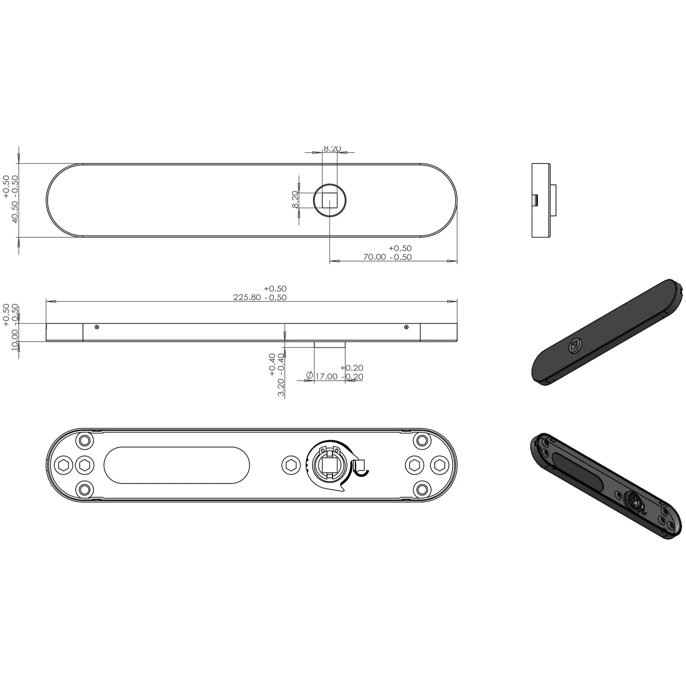 Differnz | Groningen deurkruk | ovaal schild | sleutel 56 mm | zwart