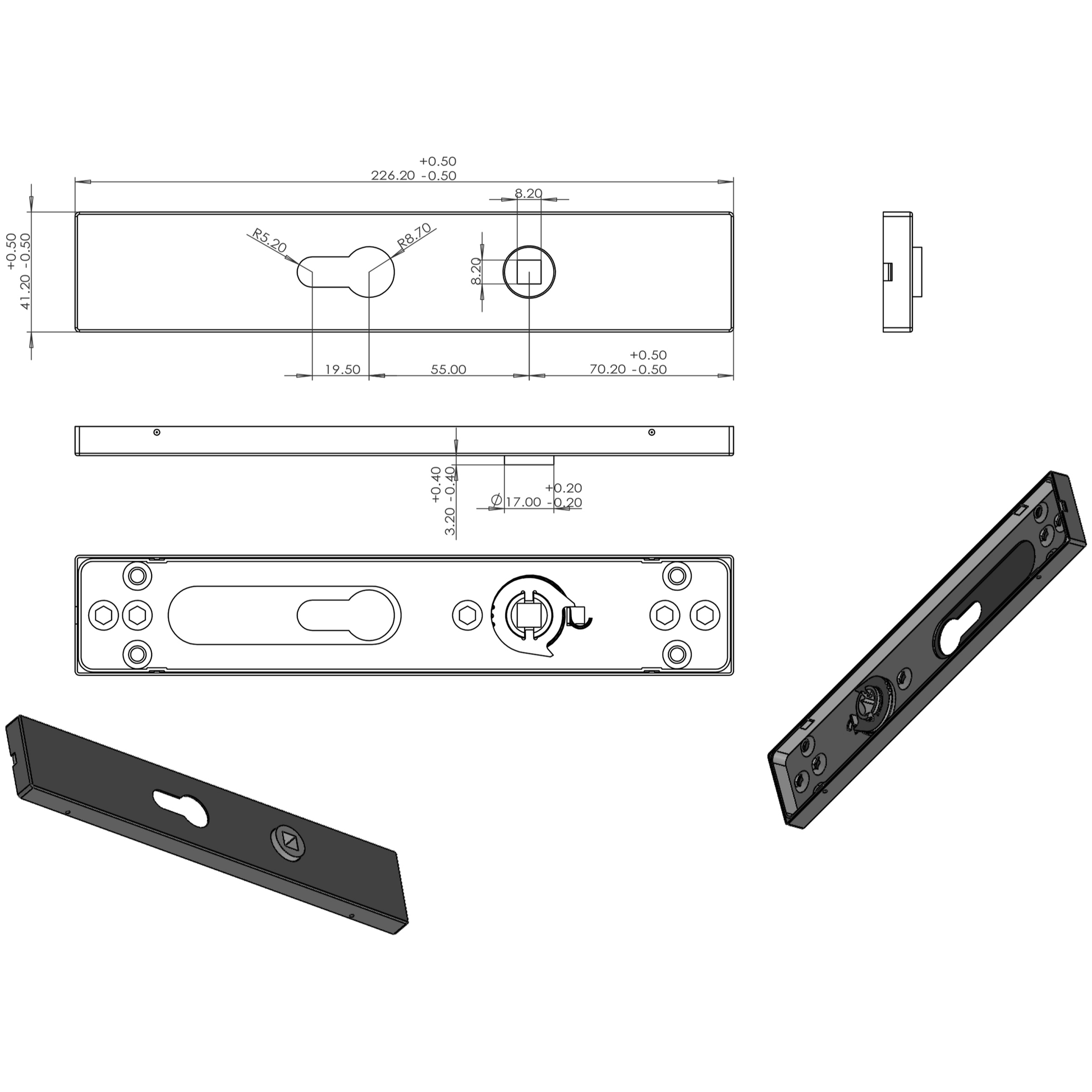 Differnz | Rotterdam deurkruk | vierkant schild | cilinder 55 mm | mat chroom