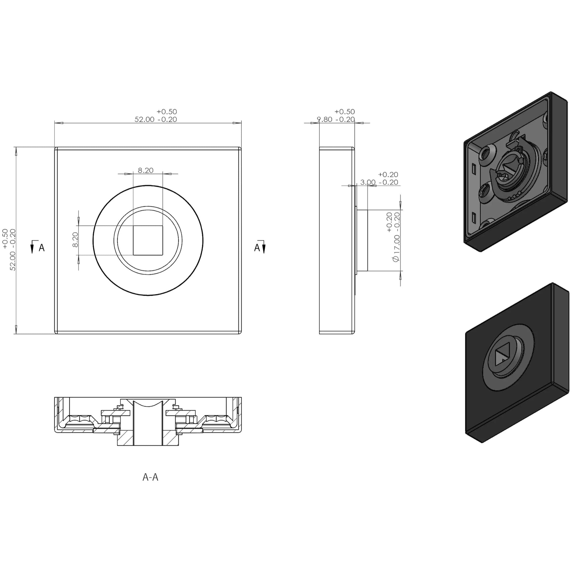 Differnz | Tilburg deurkruk | vierkant rozet | gun metal