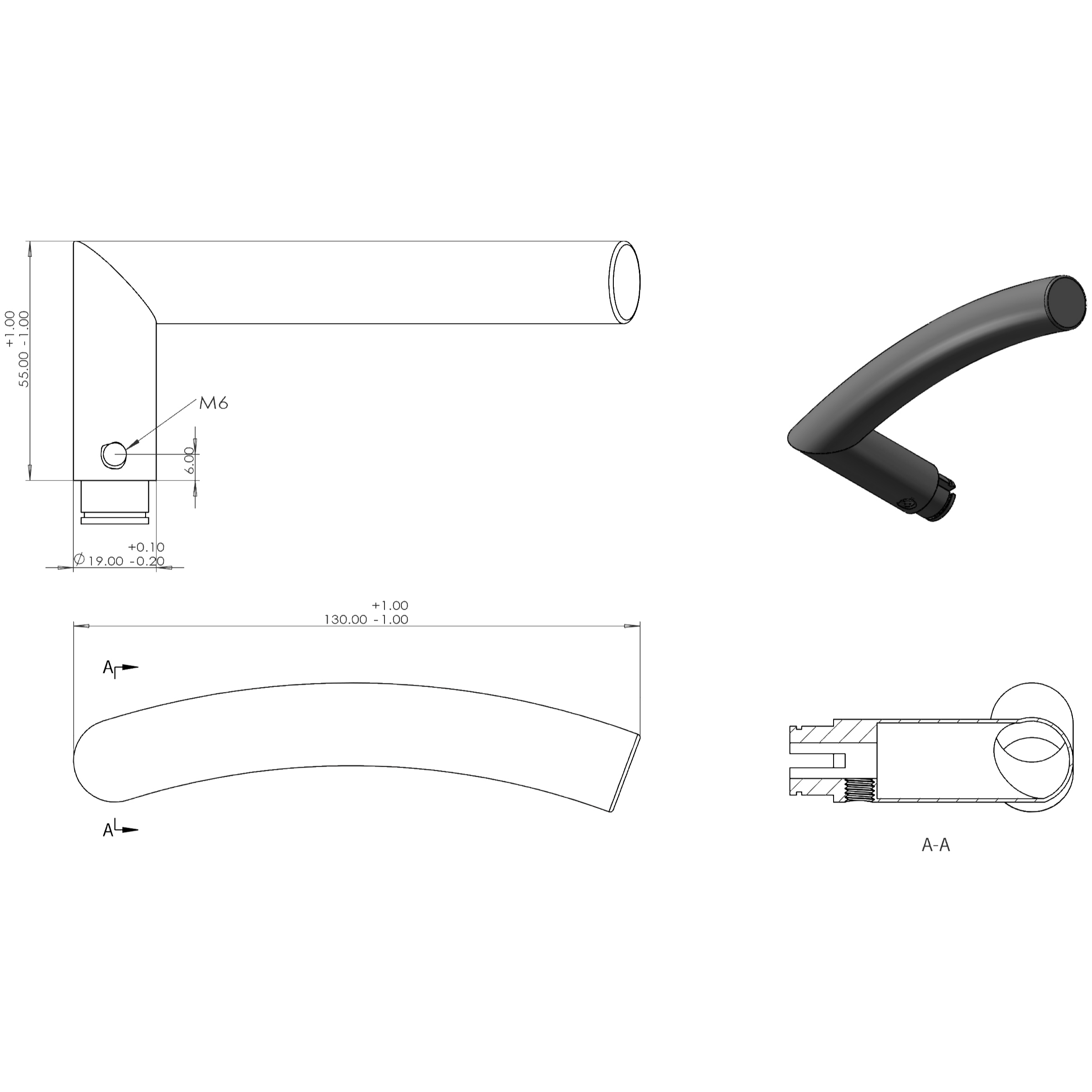 Differnz | Essence deurkruk boog | rond rozet | zwart