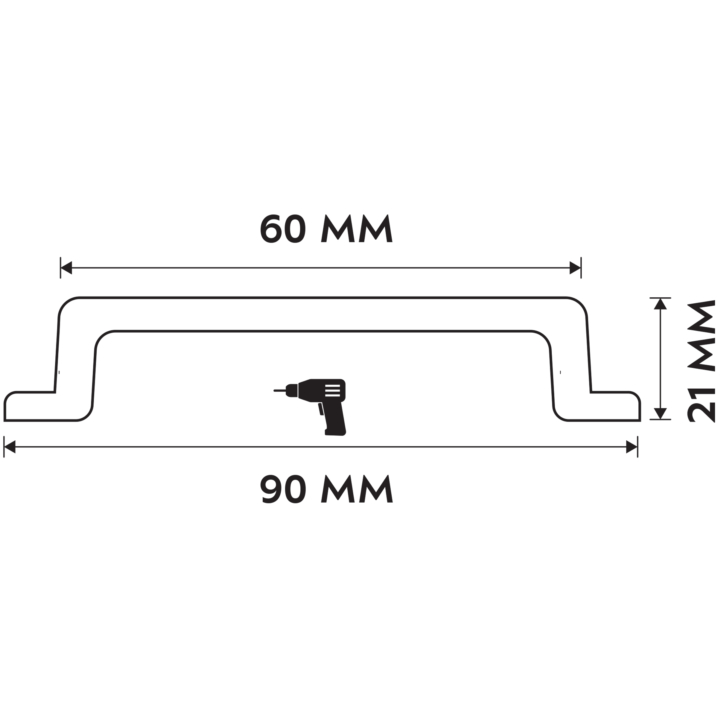Differnz | Meubelgreep Recht | 90 mm | Mat Chroom