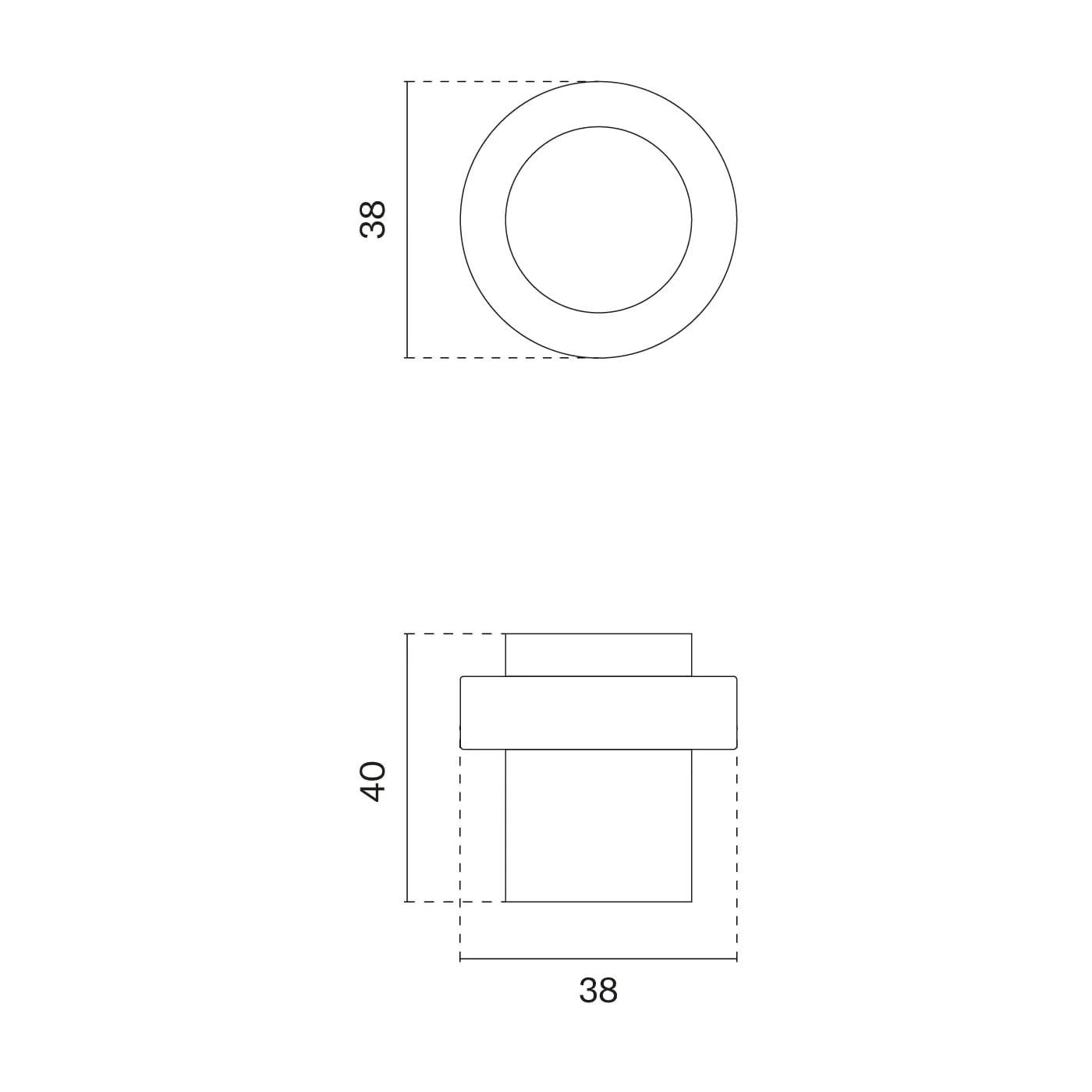 Sterk deurstopper 1721 vloer Ø38×40 mm mat zwart - Deurbeslag-expert