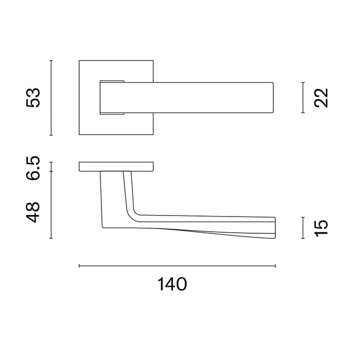 Stile Deurklink Lima op Vierkant Rozet – Zwart - Deurbeslag-expert