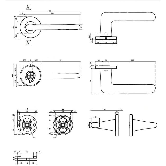 STILE deurklinken UTA Ø 53x7 mm - mat goud