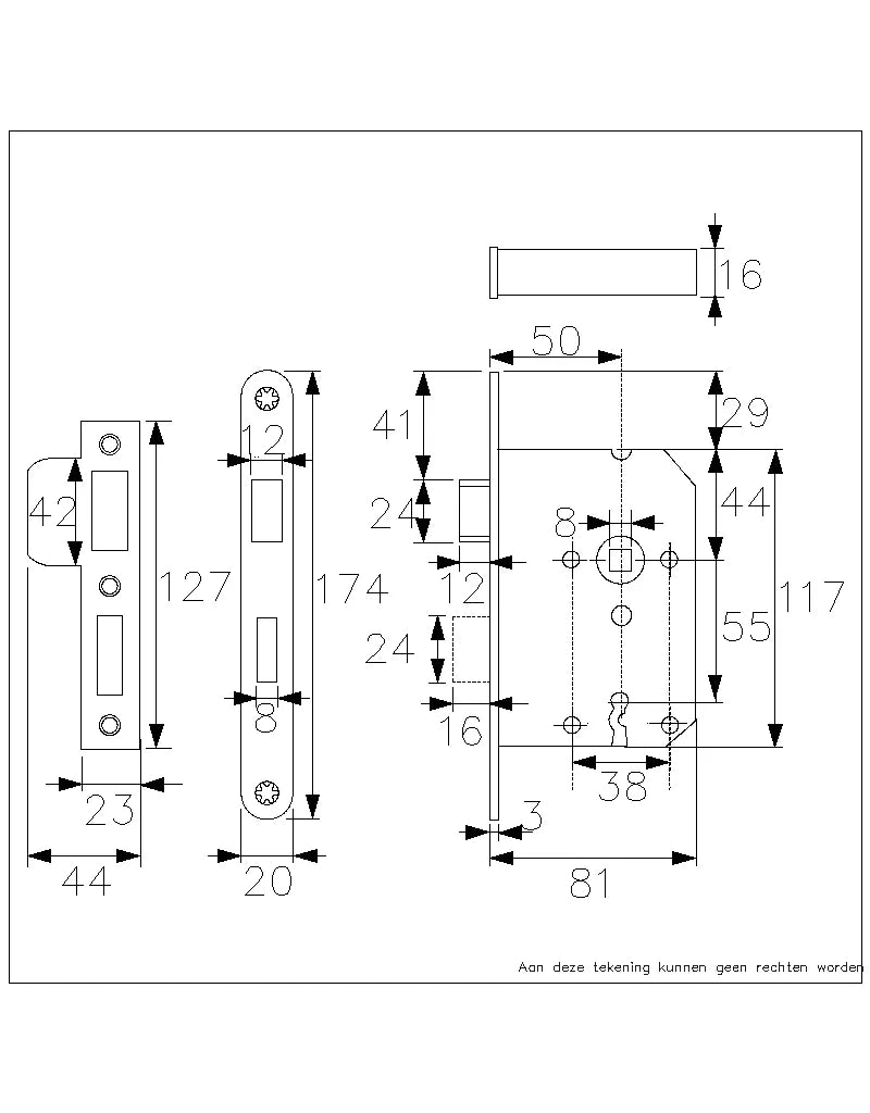 Griff Meister | Woningbouw klavier dag- en nachtslot 55 mm | Witte voorplaat - Deurbeslag-expert