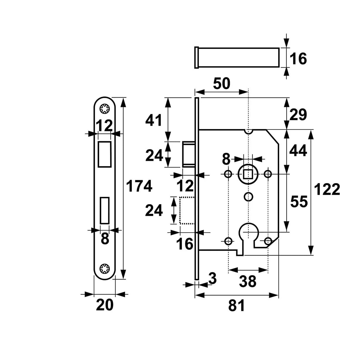 Griff Meister | Woningbouw cilinder dag- en nachtslot 55 mm | Witte voorplaat - Deurbeslag-expert