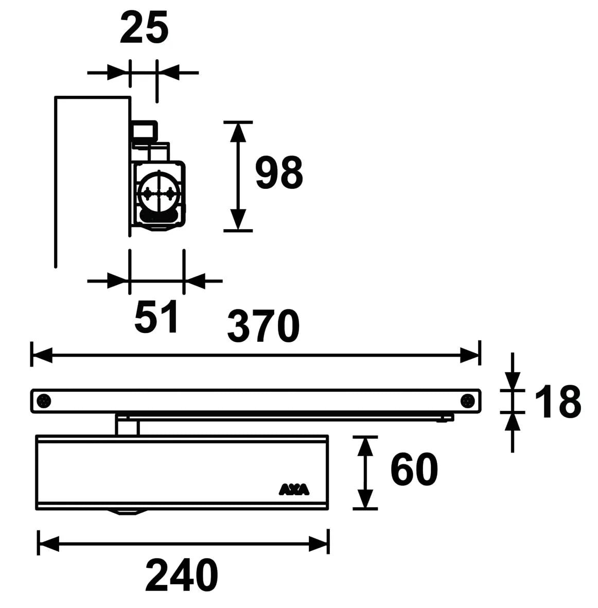 AXA Deurdranger 7509 instelbaar Grijs met glij-arm 80kg - Deurbeslag-expert