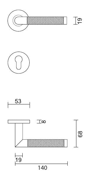 HDD Pro DEURKRUK PRO HASHTAG MAT BRONS op rond rozet - Deurbeslag-expert