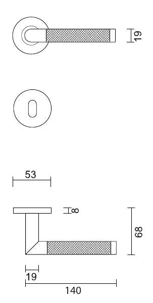 HDD Pro DEURKRUK PRO HASHTAG MAT BRONS op rond rozet - Deurbeslag-expert