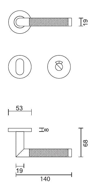 HDD Pro DEURKRUK PRO HASHTAG MAT BRONS op rond rozet - Deurbeslag-expert