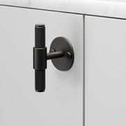 buster + punch cross | meubelgreep t-bar op rozet | smoked bronze