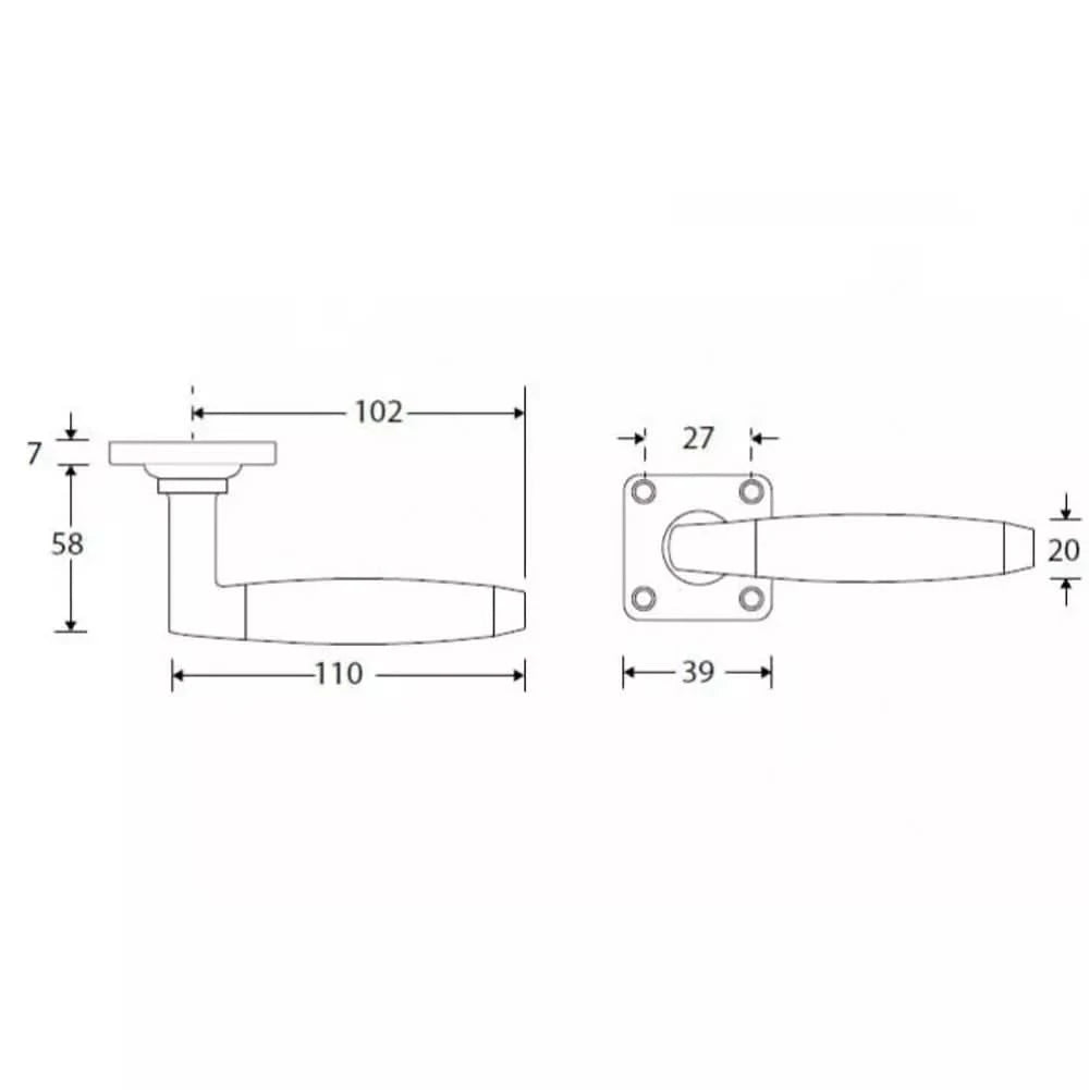 Deurkruk Ton Premium met vierkant rozet nikkel mat - Deurbeslag-expert