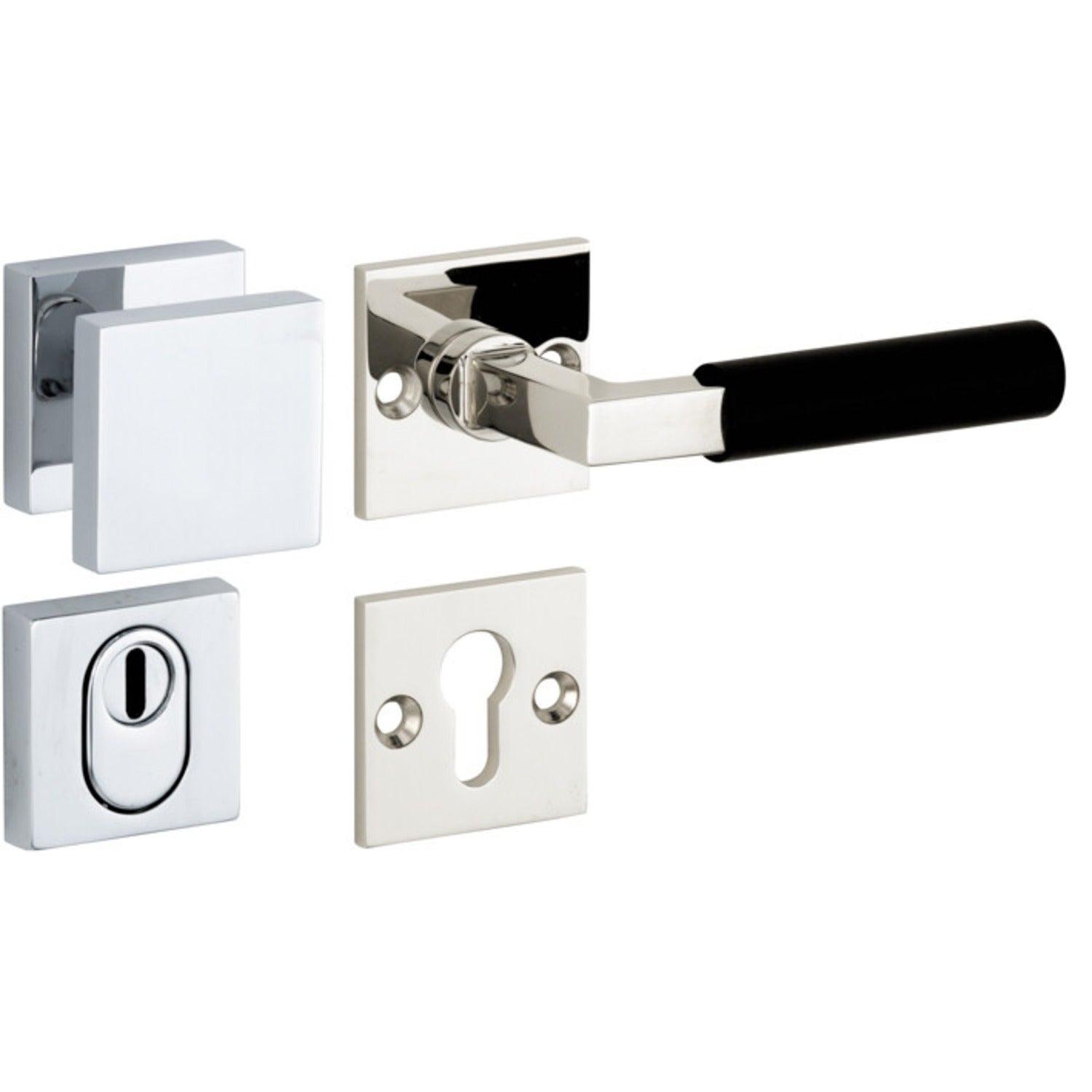 Artitec Mi Satori SKG3 knop/kruk op rozet Bauhaus ebben m/ KTB glans nikkel / glans chroom