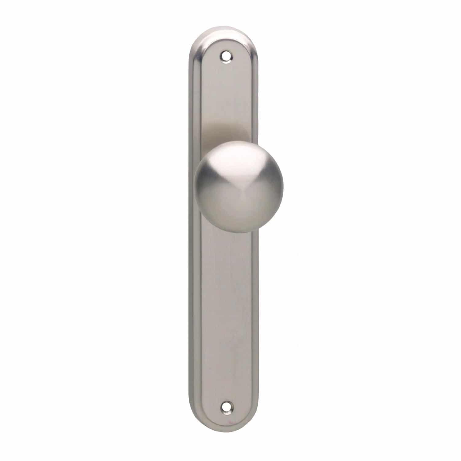 Nikkel mat deurknop op schild