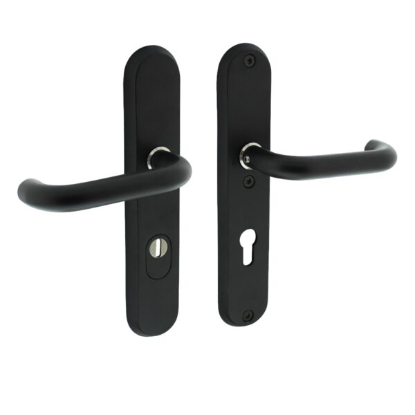 SECURITY HARDWARE OVAL WITH CORE PULL-OUT PROTECTION PROFILE CYLINDER HOLE MATT BLACK 55 MM REAR DOOR HARDWARE